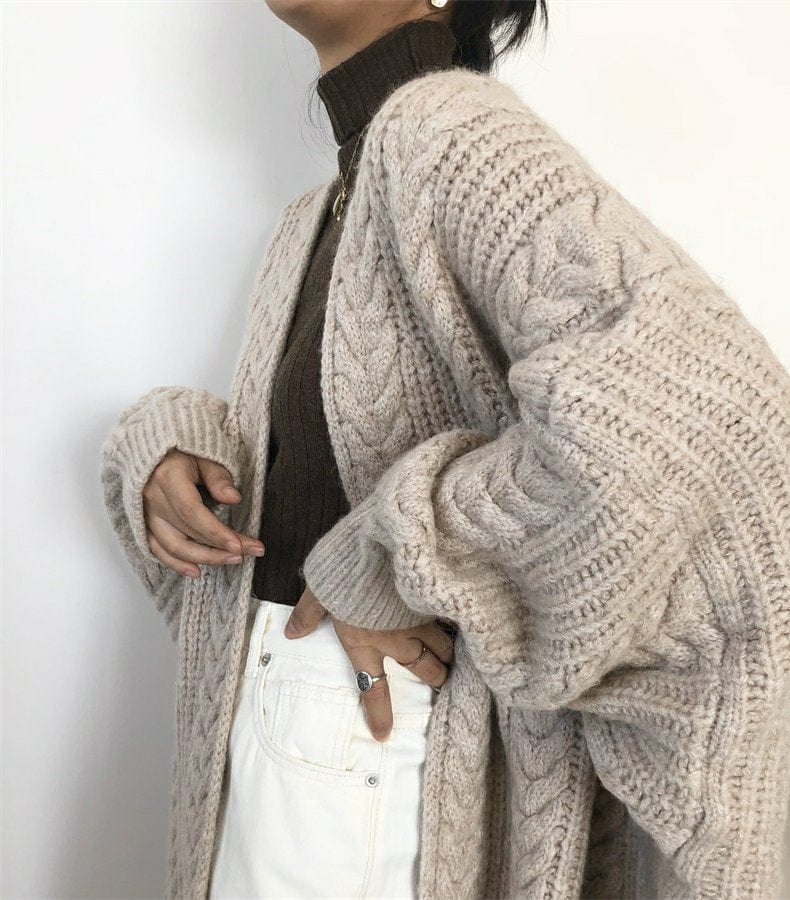 cambioprcaribe Oversized Long Knitted Cardigan