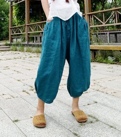 cambioprcaribe Pants Blue / One Size Sule Elastic Waist Linen Pants