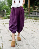 cambioprcaribe Pants Purple / One Size Sule Elastic Waist Linen Pants