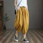 cambioprcaribe Pants Yellow / One Size Sule Elastic Waist Linen Pants