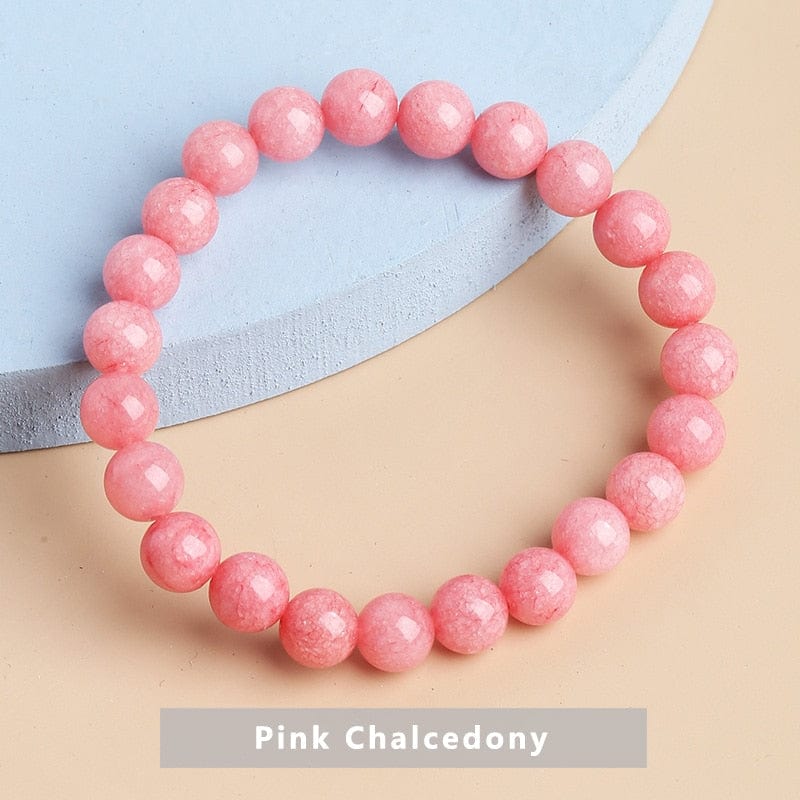 cambioprcaribe Pink Chalcedony / 6mm Temperament Natural Green Jade Bracelet