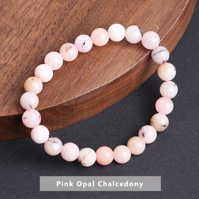 cambioprcaribe Pink Opal Chalcedony / 6mm Temperament Natural Green Jade Bracelet