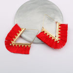 cambioprcaribe Red Bohemia Long Pendant Tassel Earrings