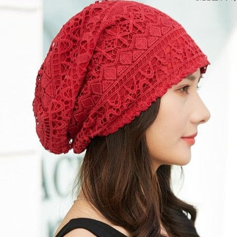 cambioprcaribe red / one size Lace Flower Beanies