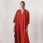 cambioprcaribe Red / One Size Long Red V-neck Maxi Dress