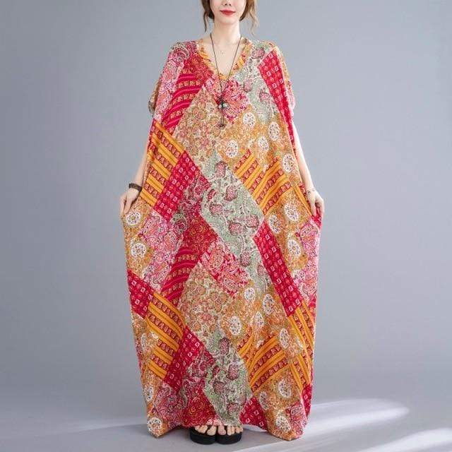 Isabella Patchwork Print Kaftan Dress