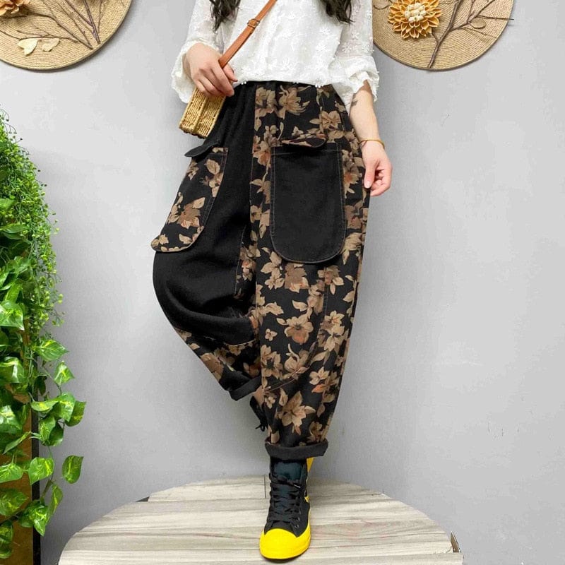 cambioprcaribe Retro Floral Print Harem Pants