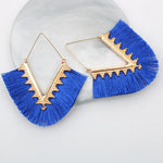 cambioprcaribe Royal Blue Bohemia Long Pendant Tassel Earrings