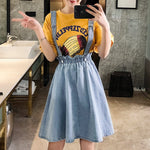 Moena Denim Suspenders Skirt