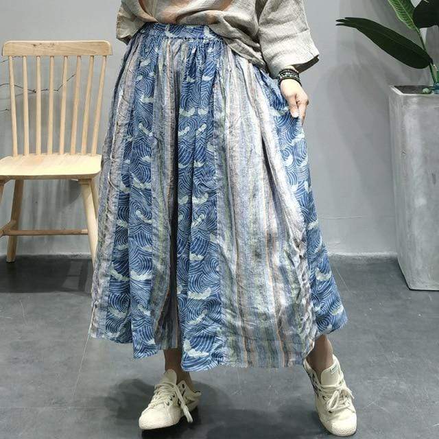 Vintage Patchwork Blue Hippie Skirt