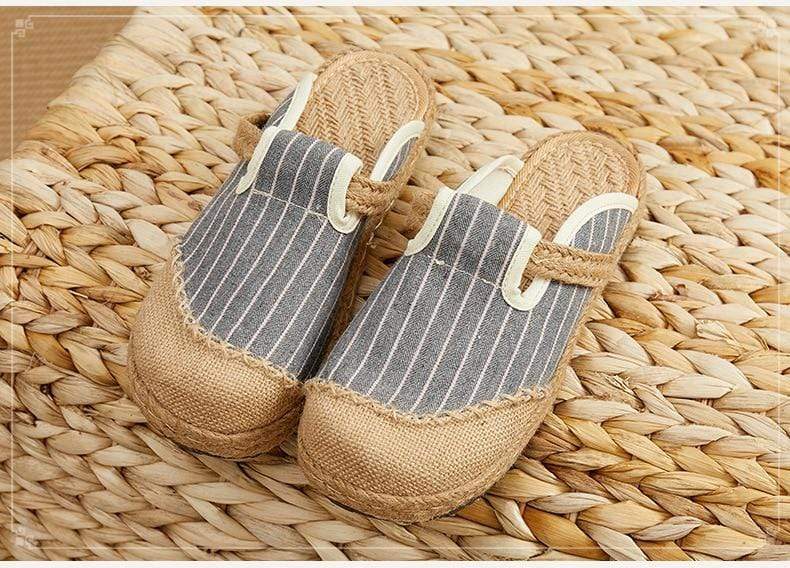 cambioprcaribe Striped Hemp & Cotton Shoes