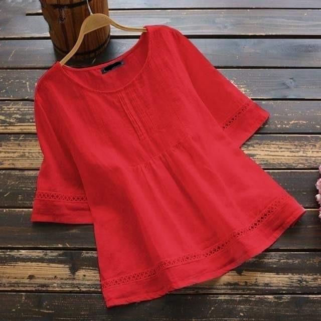 cambioprcaribe T-Shirt Red / 4XL Gypsy Soul Loose Pleated T-Shirt