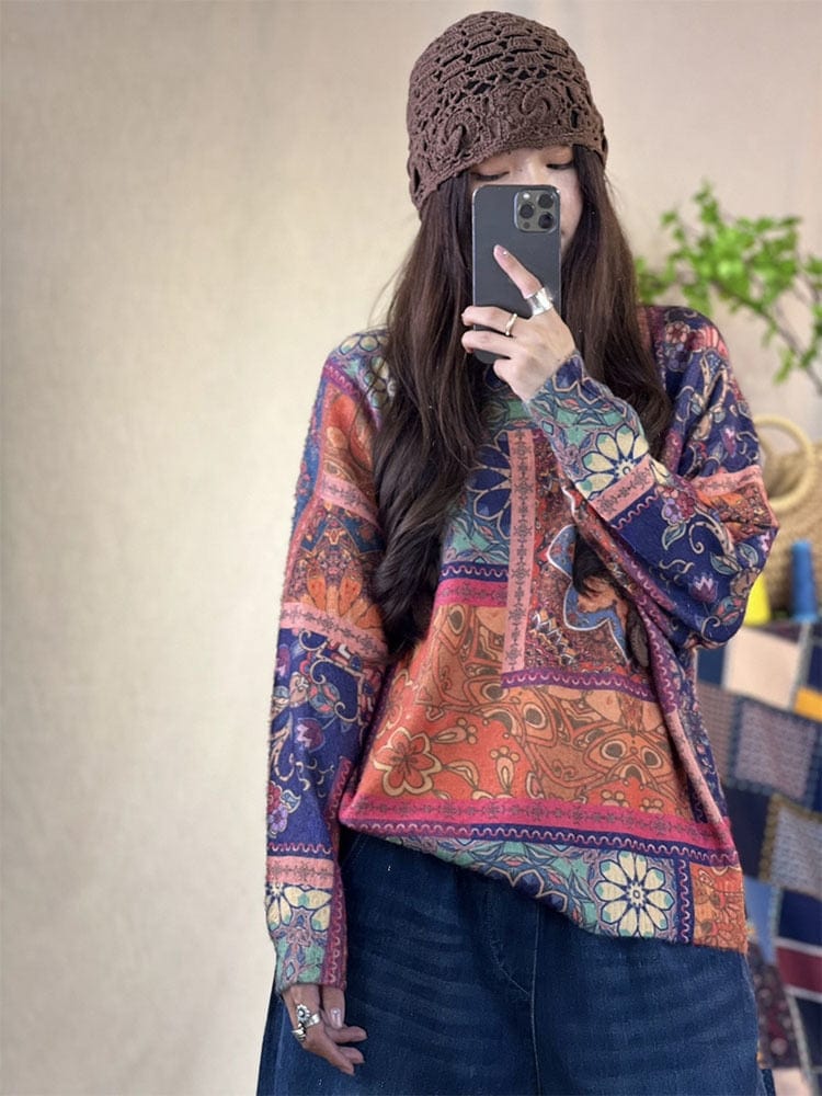 cambioprcaribe Vintage Printed Harajuku Sweater