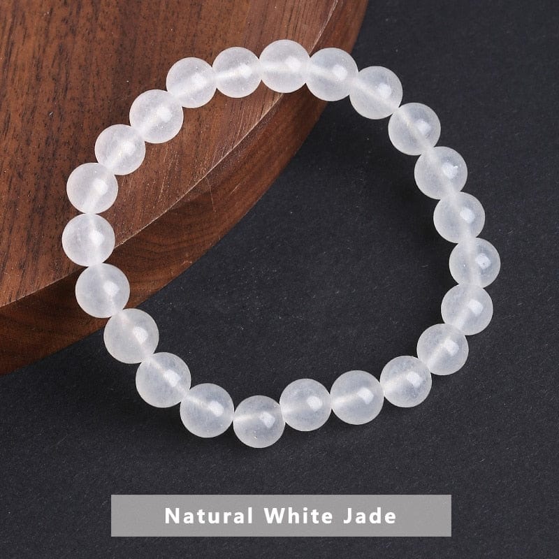 cambioprcaribe White Jade / 6mm Temperament Natural Green Jade Bracelet