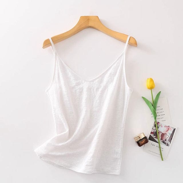 cambioprcaribe white / M Natasha silk linen Tank Top