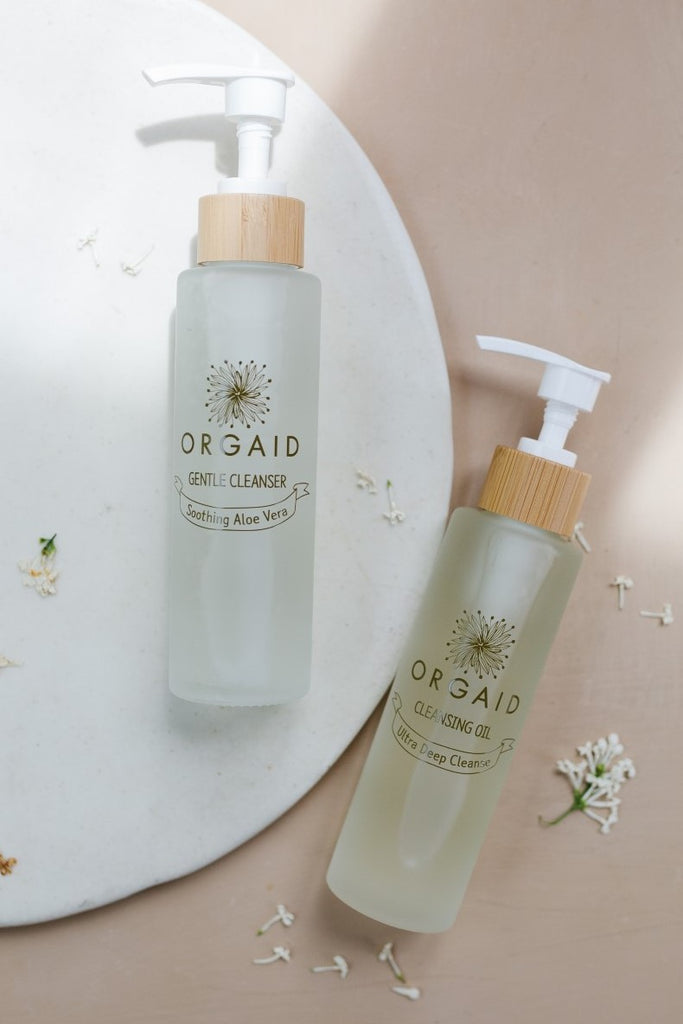 double cleansing, orgaid, organic skincare, cleansing oil, gentle cleanser