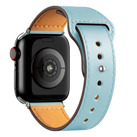 Bracelet en cuir pour Apple Watch - couleur bleue ciel