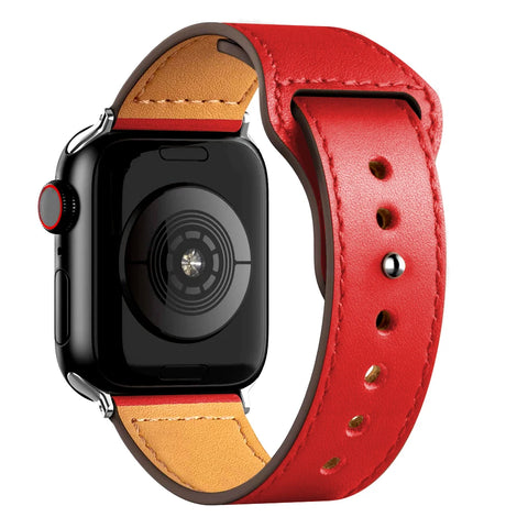 Bracelet en cuir pour Apple Watch - couleur rouge