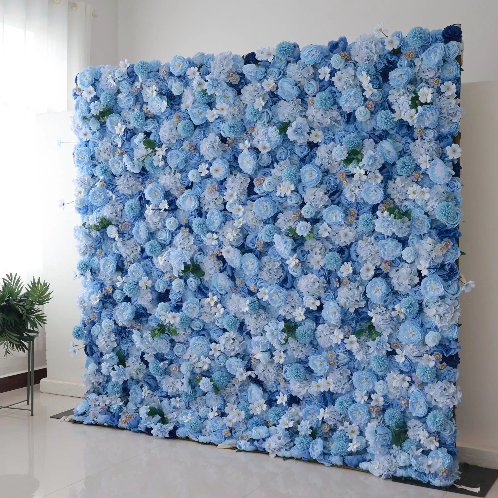 Valar Flowers Introduces: Azure Blooms Gala – An Enchanting Medley of Sky Blue & Pearly White Fabric Flowers – Prime Floral Display for Summer Fetes, Celebrations & Modern Home Accents-VF-219-4