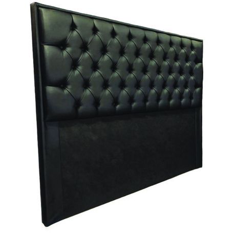 Arizona Black Leather Diamond Pattern Headboard - Just Home Furniture