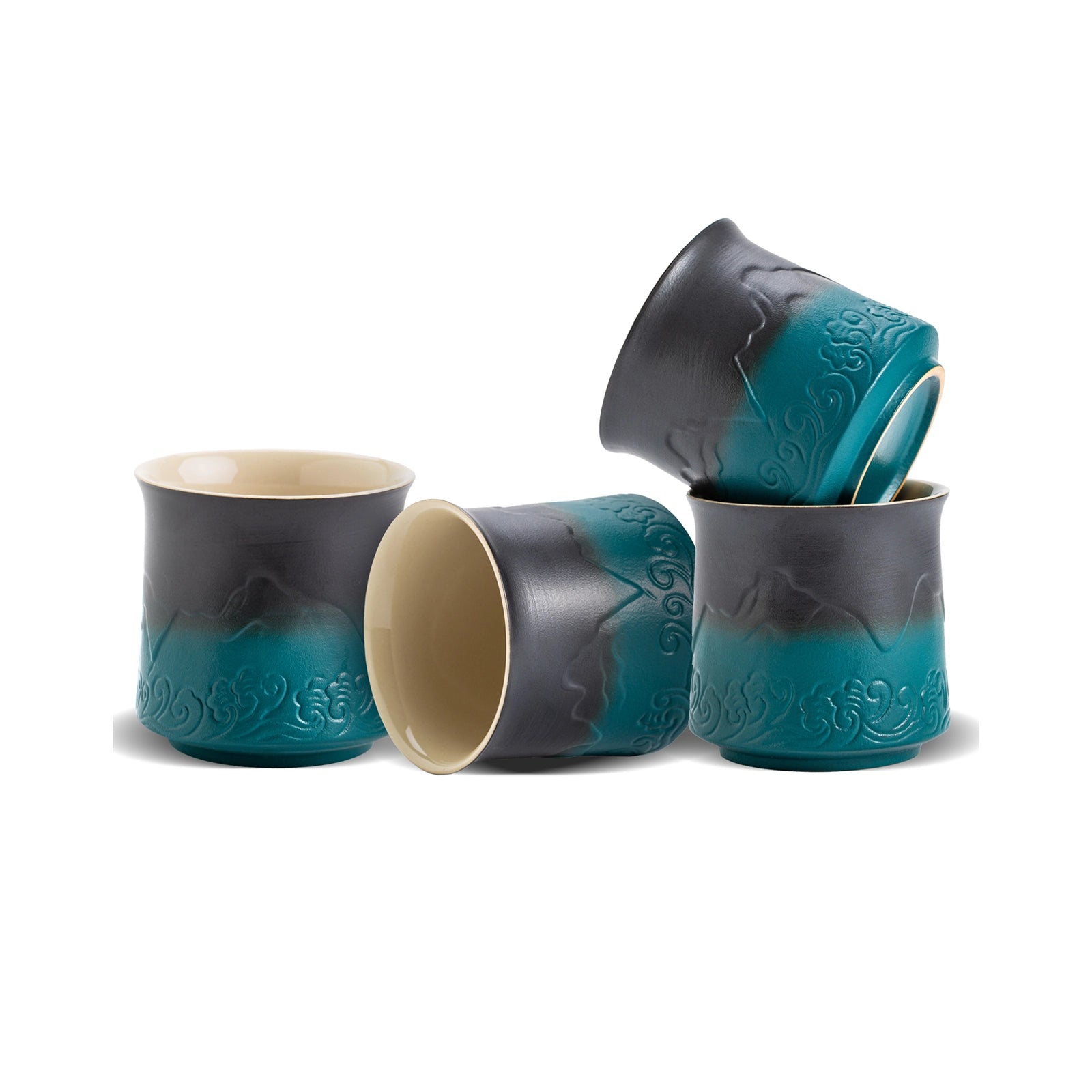 Shanhai Series 8 Oz Japanese Tea Cup Set Black & Green