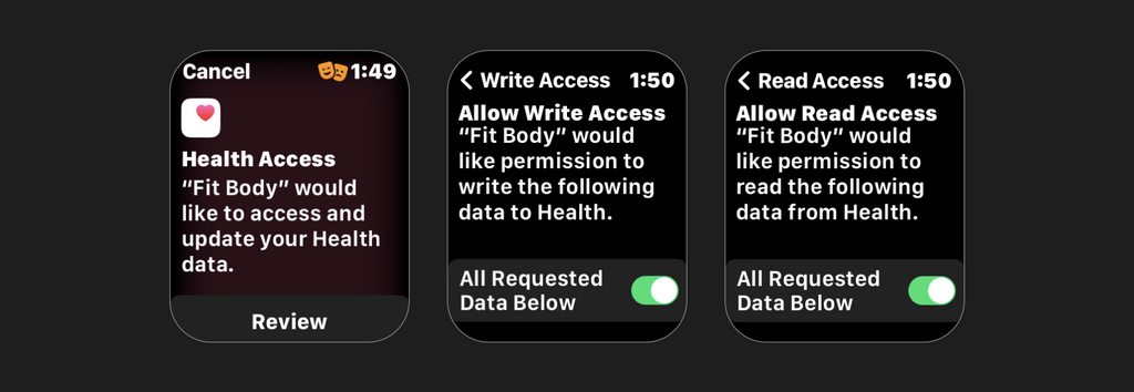Health App Permissions Sync with Fit Body App