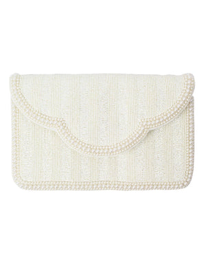 Ivory Pearl Scalloped Flap Clutch - Mon Amour Apparel and Gifts