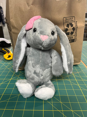 10inch Gray Girl Bunny with Pink Bows - Mom’s Creations