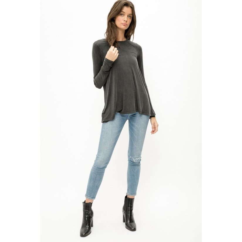 Mystree Long Sleeve Basic Swing Top