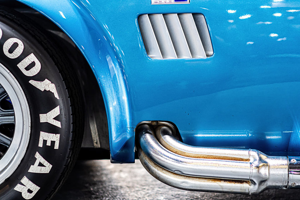 side pipes on a Shelby Cobra