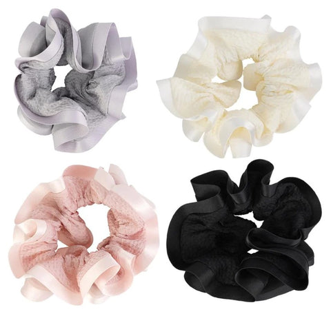 Ruffle satin scrunchies