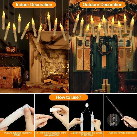 Floating Candles with Magic Wand Remote (6/18H Timer), Christmas Decorations,  12