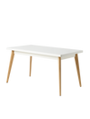 55 Table with wooden legs - Pure white / 140 x 80