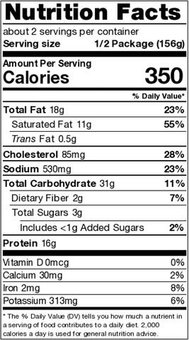 Nutrition Facts Provencal Chicken