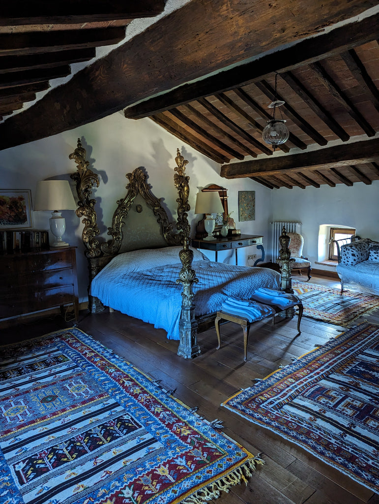 large castle bedroom with large bed