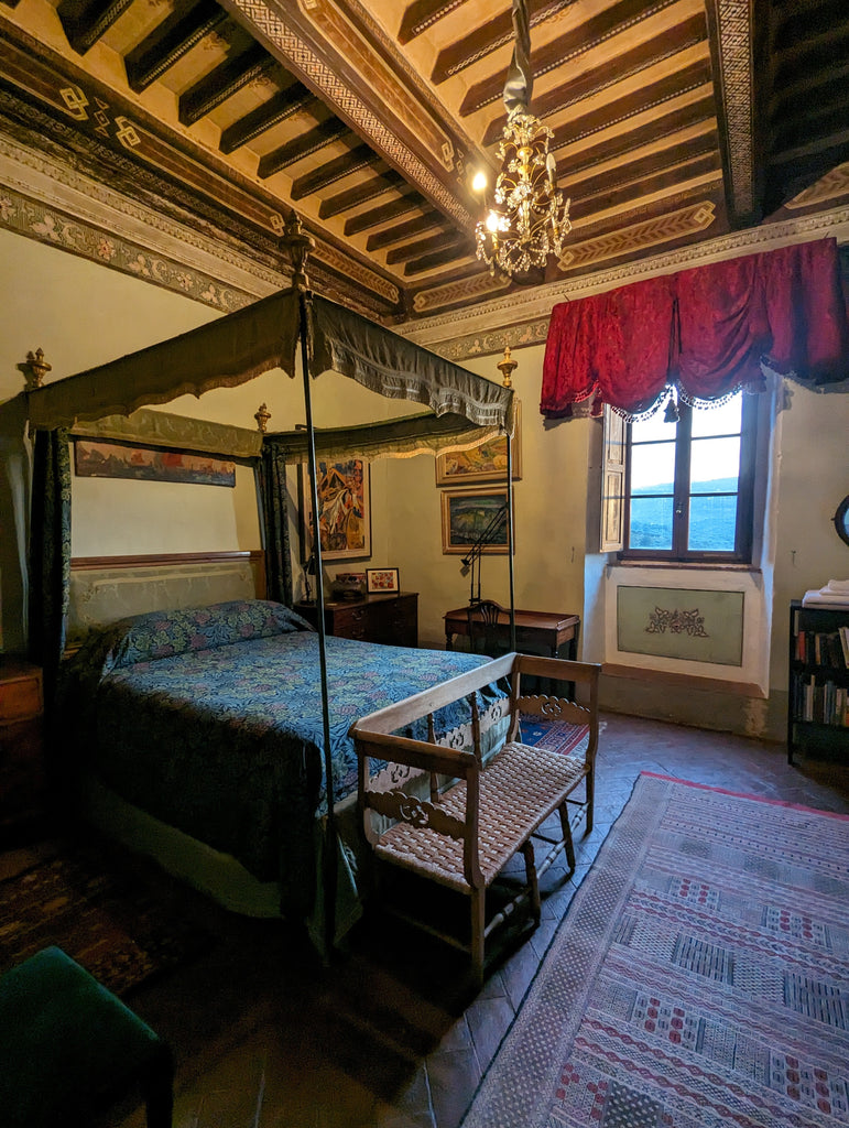 large bed in castle bedroom