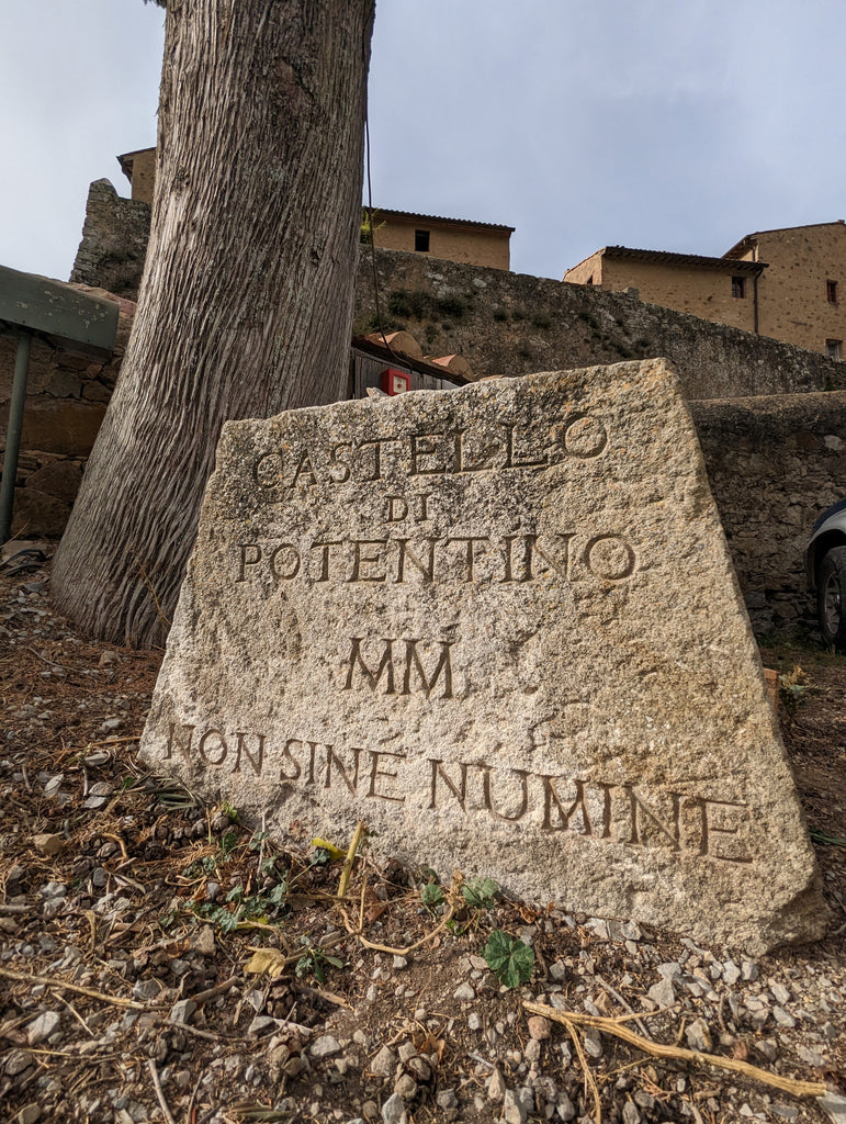 ancient stone saying Castello Di Potentino castlrr