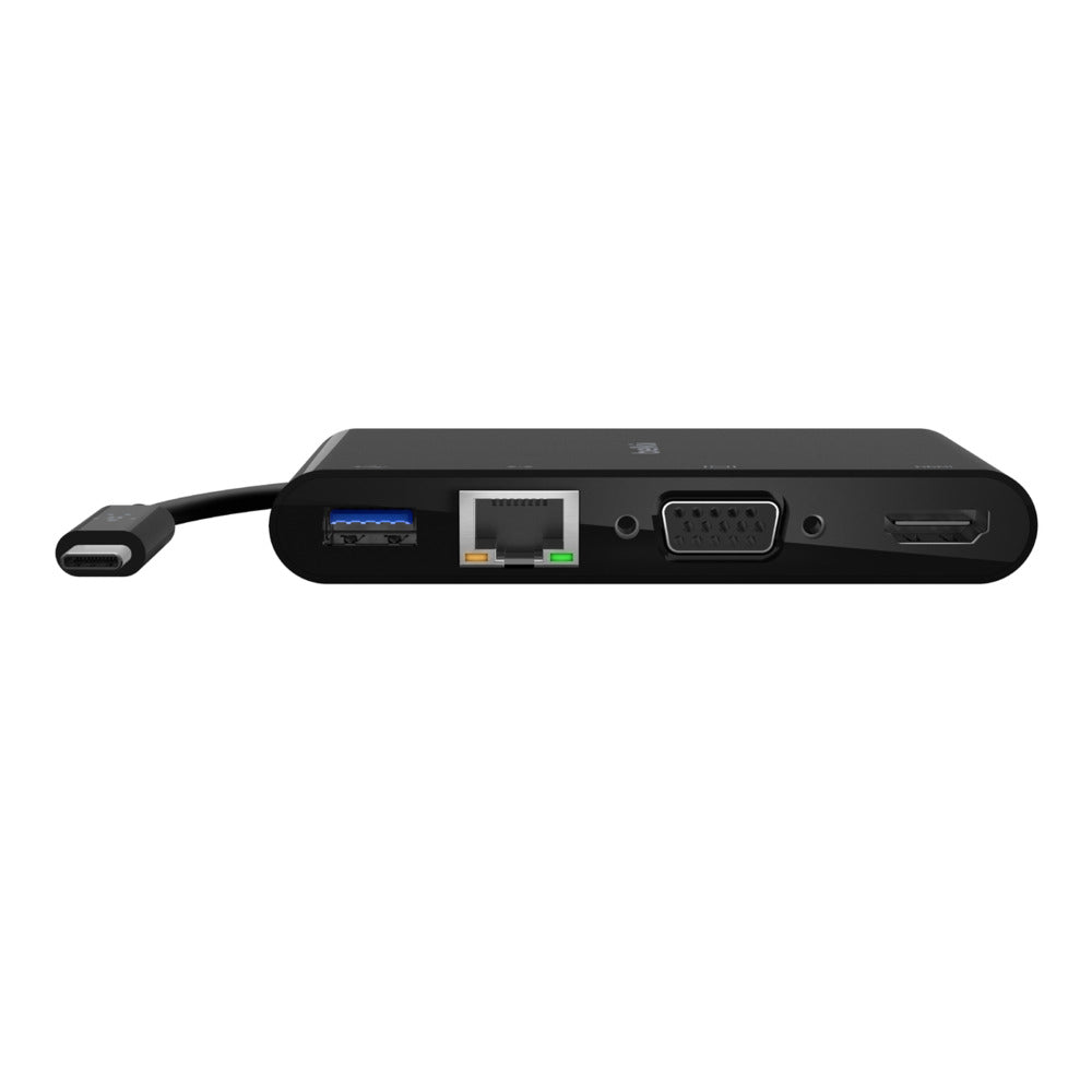 USB-C マルチメディア変換アダプタ（LANポート、HDMI、VGA USB-A）[AVC005BTBK]