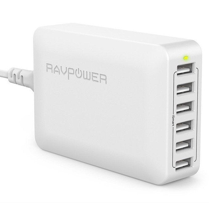 箱ダメージ品＞RAVPower USB充電器 (60W 6ポート) ホワイト [RP-PC028 