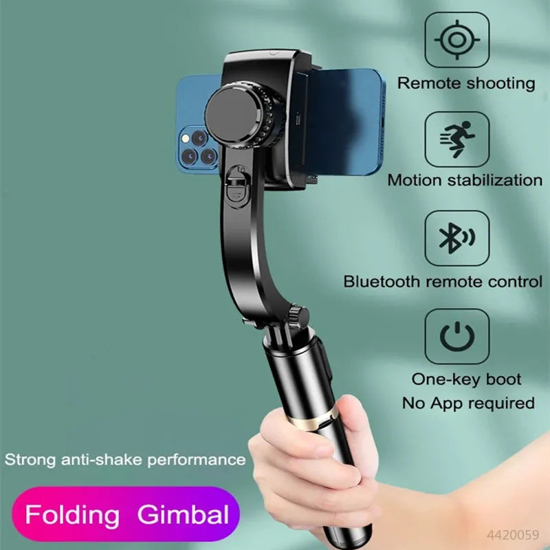 NEW Gimbal Stabilizer Selfie Stick Foldable Wireless Tripod with Bluetooth Shutter Monopod for IOS Android