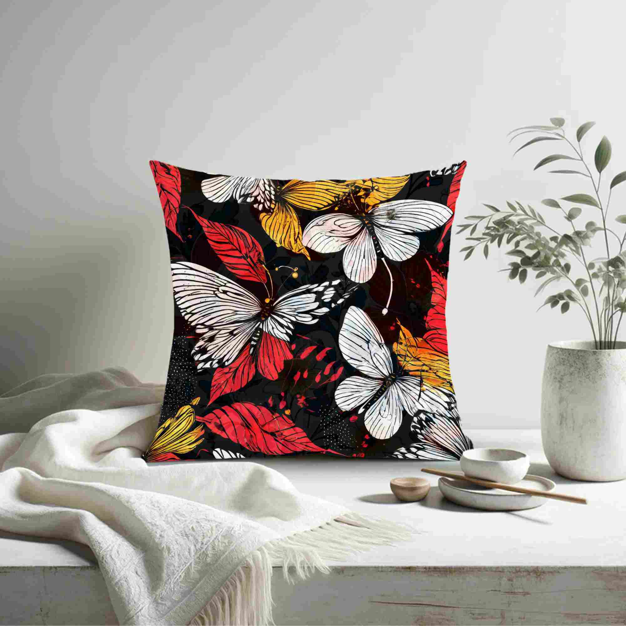 Spun Polyester Square Pillow by Nook & Nova ~ Whimsical Fall Butterflies
