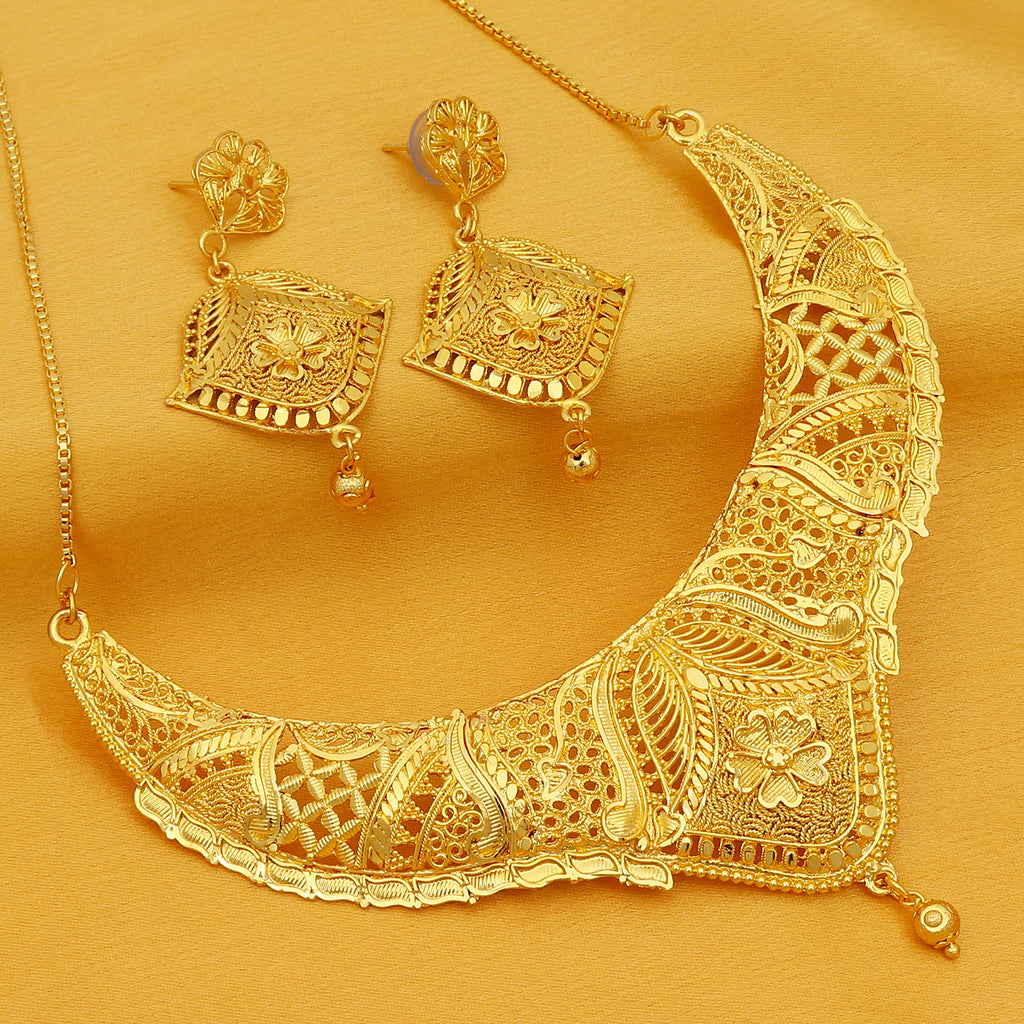 Carat Gold Plated Choker Necklace Set 