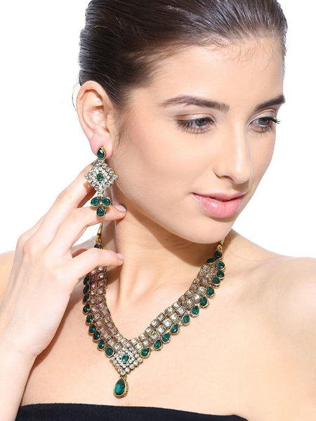 Zaveri Pearls Cubical Kundan Necklace Set – Jumkey Fashion Jewellery
