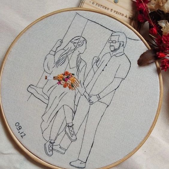 Romantic Couple  Embroidery Hoop – Gimmicky Gal