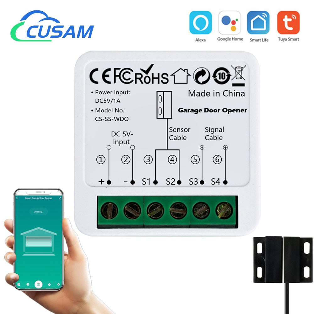 WiFi Smart Garage Door Opener Controller Tuya App Switch Automation Module Works with Alexa Google Home Siri