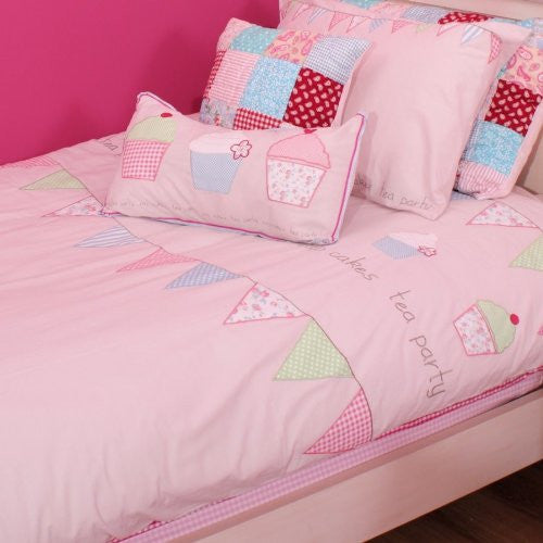 Girls Pink & Blue Matilda Patchwork Quilted Pillow – Fun Rooms For Kids