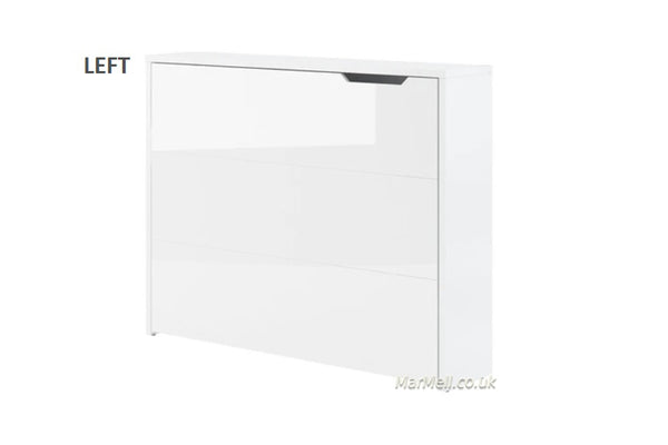 Convertible Hidden Desk With Storage, Folding Desk Space saving desk left, white gloss, marmell