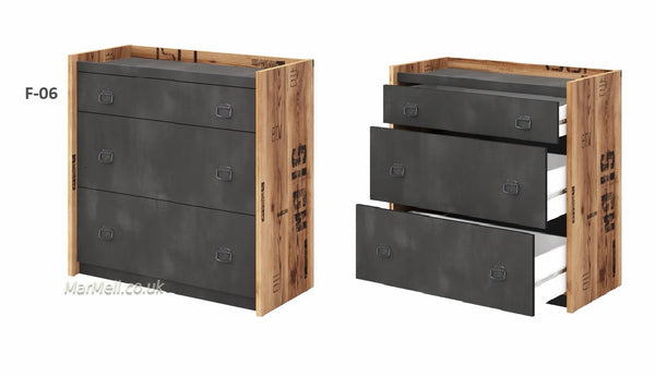 F06 - chest of drawers, chest of three drawers, cabinet with drawers, cupboard with drawers, modern cabinet, storage, closet, modern chest, modern chest of drawers,