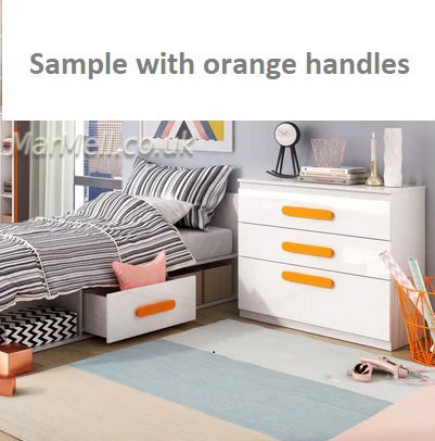 RP1 bedroom furniture set, sample of orange handles, marmell
