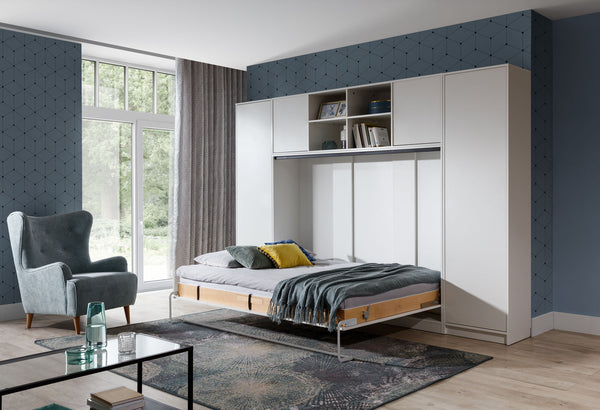 double horizontal wall bed with cabinets multifunctional fold down bed Murphy hidden pull down convertible bed marmell